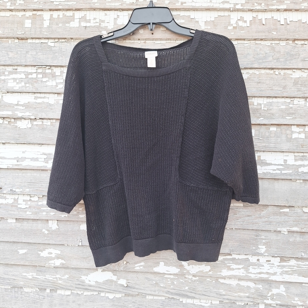 Chico's Black Knit Sweater Size 2 Large